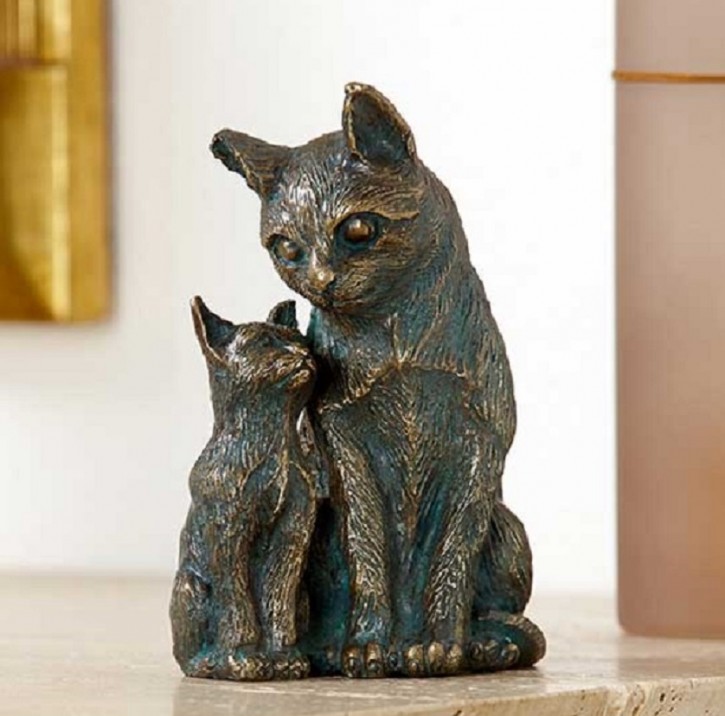 Bronzefigur Schmusekatzen Katzen Mutter mit Kind 16 | Bronze Skulptur Rottenecker