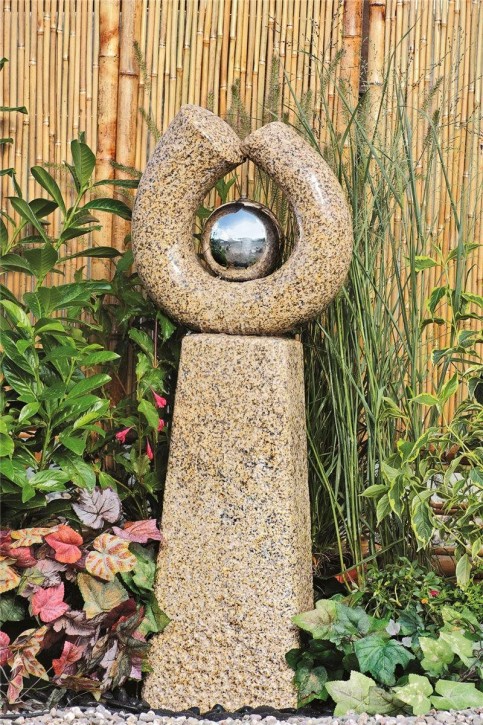 Wasserspiel SET Quellstein Skulptur Phönix 115cm Granit Gartenbrunnen inkl. Pumpe
