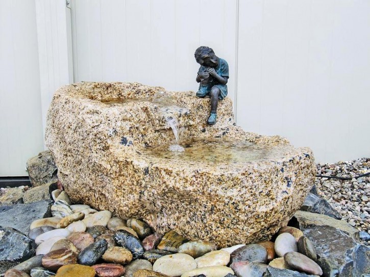 Wasserspiel SET Wasserfall Shitou L60cm Doppeltrog Granit Gartenbrunnen