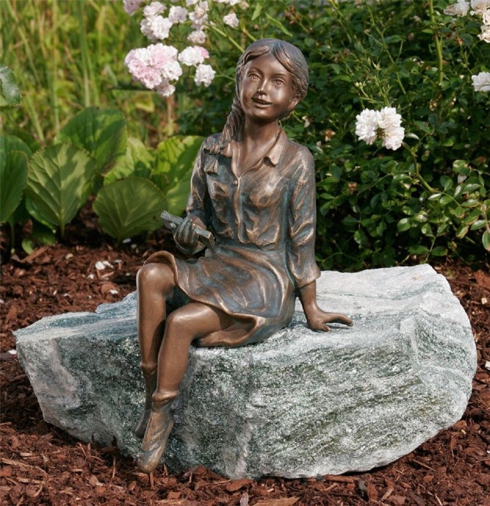 Bronzefigur Mädchen Emily 40cm Gartenfigur Bronze Skulptur Rottenecker