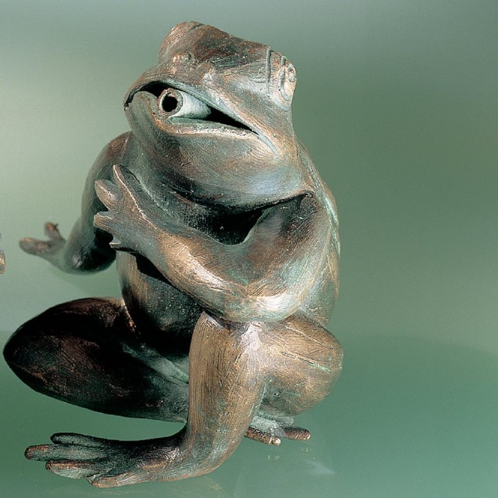 Gute-Laune Frosch 12cm Bronze Gartenfigur Wasserspeier Rottenecker