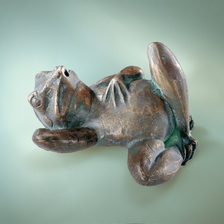 Fauler Frosch 8cm Bronze Gartenfigur Teichfigur Wasserspeier Rottenecker