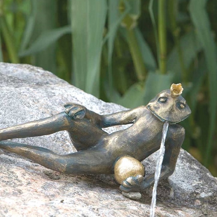 Bronzefigur Froschkönig Detlef L34 | Bronze Wasserspeier Rottenecker