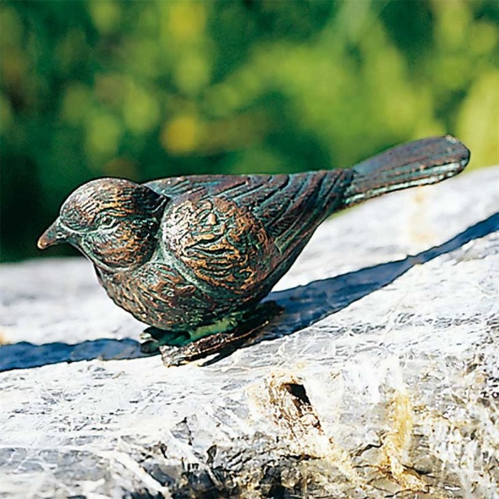 Bronzefigur Vogel nach unten schauend L12cm Bronze Gartenfigur Rottenecker