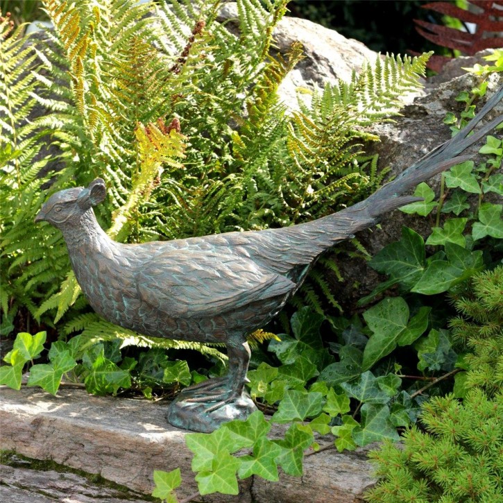 Bronzefigur Fasan Hahn L69cm Bronze Skulptur Gartenfigur Rottenecker