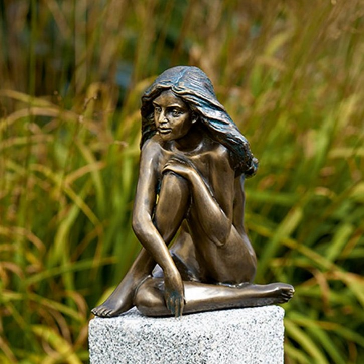 Bronzefigur Mädchen Demi 24cm Gartenfigur Bronze Skulptur Rottenecker