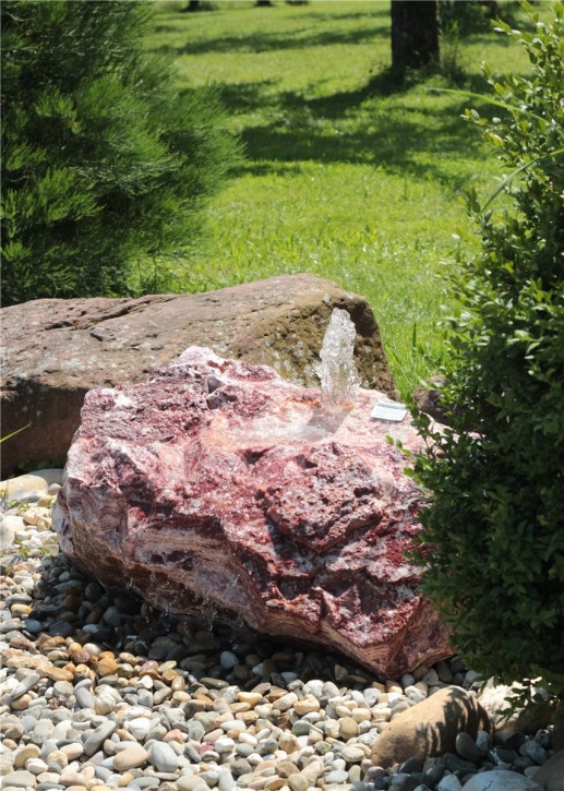 Quellstein Onyx Marmor Flamingo L90cm Gartenbrunnen Springbrunnen Komplettset