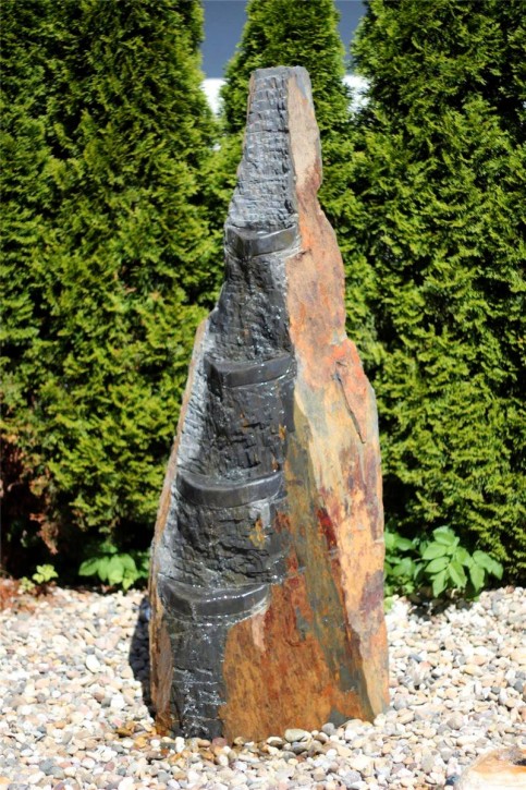 Wasserspiel SET Quellstein Monolith 160cm Schiefer Gartenbrunnen inkl. Pumpe