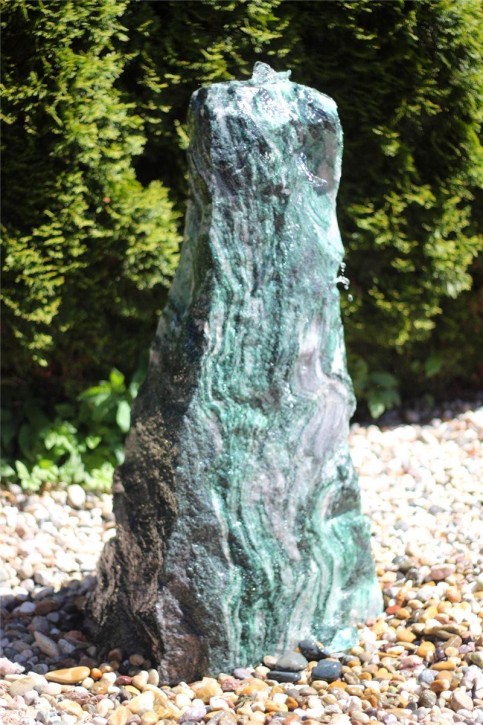 Wasserspiel SET Quellstein Monolith 95cm Marmor Artik green Gartenbrunnen