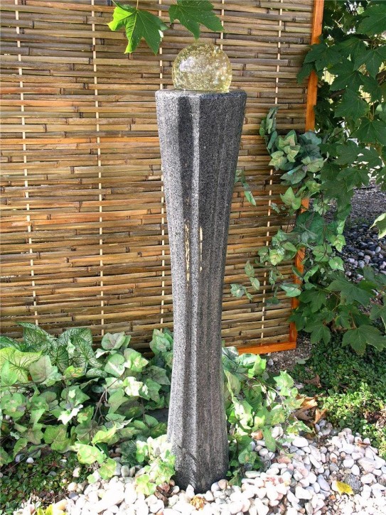 Wasserspiel SET Quellstein Säule Ming 120cm Granit Gartenbrunnen inkl. Pumpe