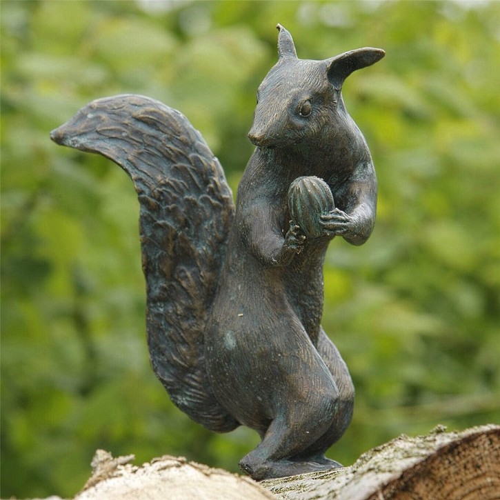 Bronzefigur Eichhörnchen 25cm Bronze Skulptur Gartenfigur Rottenecker