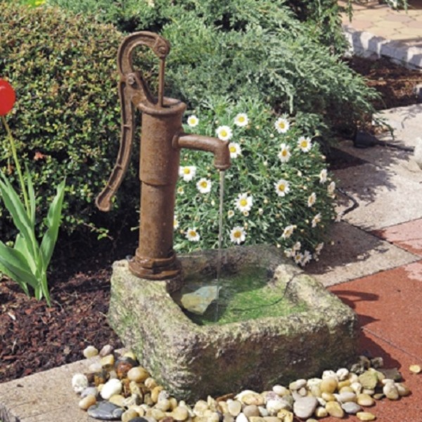 Wasserspiel Polenca Mit Schwengelpumpe 64cm Polystone Brunnen Inkl