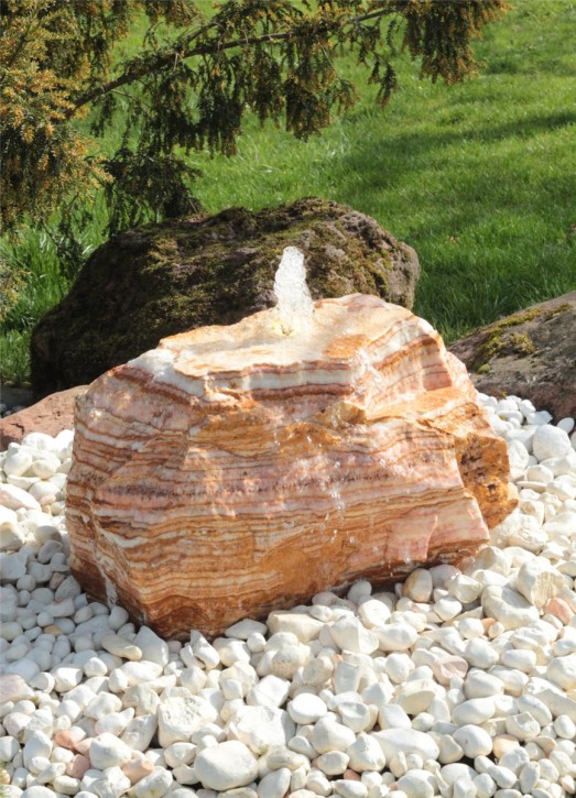 Quellstein Onyx Marmor 45cm Gartenbrunnen Springbrunnen Komplettset