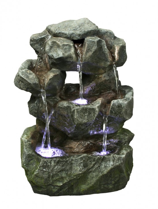 AUSSTELLUNGSSTÜCK! Zimmerbrunnen Konu 36 cm Polystone Wasserfall inkl. Pumpe und LED