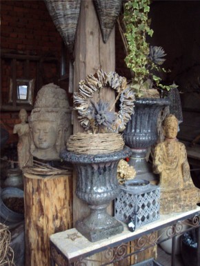 Vintage Tisch Eisen Edelrost 80x20x77 Garten Dekoration Shabby Landhaus & Cottage