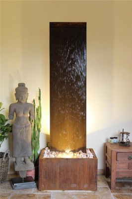 Zimmerbrunnen Cordon 180 Wasserwand Cortenstahl Edelrost-Design