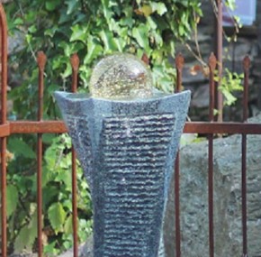 NUR ABHOLUNG! Wasserspiel SET Quellstein Säule Swirl 100cm Gartenbrunnen mit dreh. Glaskugel