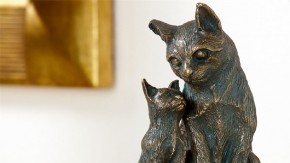 Bronzefigur Schmusekatzen Katzen Mutter mit Kind 16 | Bronze Skulptur Rottenecker