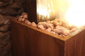 Wasserwand Cordon Gigant 220 Cortenstahl Gartenbrunnen Edelrost Design