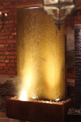 Wasserwand Cordon Gigant 220 Cortenstahl Gartenbrunnen Edelrost Design