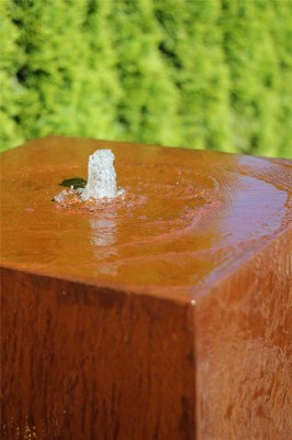 Cortenstahl Quader 100cm Edelrost Gartenbrunnen Springbrunnen Komplettset