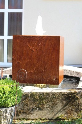 Wasserspiel SET Cortenstahl Würfel 80 Schwebeoptik Gartenbrunnen Edelrost