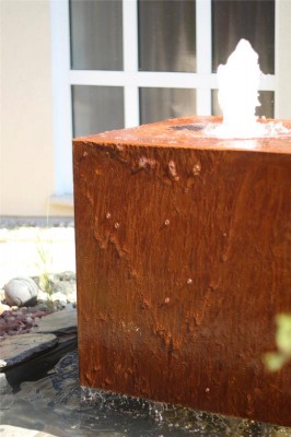 Wasserspiel SET Cortenstahl Würfel 80 Schwebeoptik Gartenbrunnen Edelrost