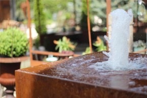 Wasserspiel SET Cortenstahl Würfel 80 Schwebeoptik Gartenbrunnen Edelrost