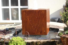 Wasserspiel SET Cortenstahl Würfel 80 Schwebeoptik Gartenbrunnen Edelrost
