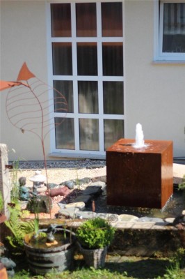 Wasserspiel SET Cortenstahl Würfel 80 Schwebeoptik Gartenbrunnen Edelrost