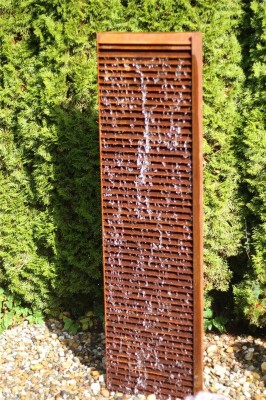 Cortenstahl Wasserwand Lamelle 150cm Edelrost Gartenbrunnen Komplettset