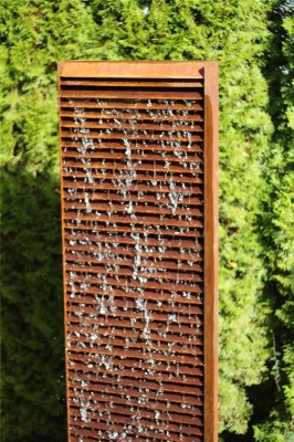 Cortenstahl Wasserwand Lamelle 150cm Edelrost Gartenbrunnen Komplettset