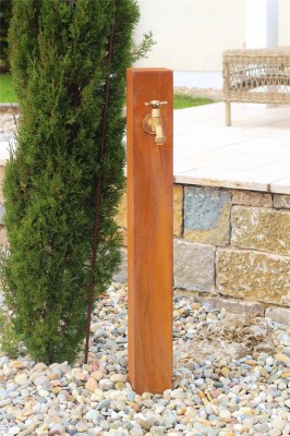 Zapfstelle Cordon 125 inkl. Wasserhahn Cortenstahl Wasserzapfstelle für Garten