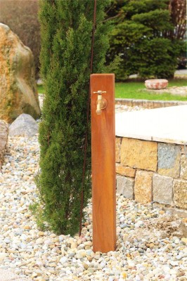 Zapfstelle Cordon 125 inkl. Wasserhahn Cortenstahl Wasserzapfstelle für Garten