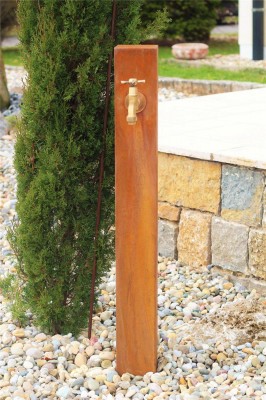 Zapfstelle Cordon 125 inkl. Wasserhahn Cortenstahl Wasserzapfstelle für Garten