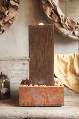 Zimmerbrunnen Cordon 65 | Säulenbrunnen Cortenstahl Edelrost inkl. LED