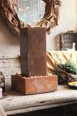 Zimmerbrunnen Cordon 65 | Säulenbrunnen Cortenstahl Edelrost inkl. LED