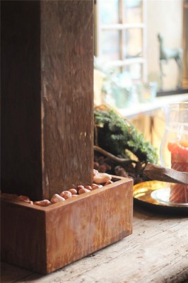 Zimmerbrunnen Cordon 65 | Säulenbrunnen Cortenstahl Edelrost inkl. LED