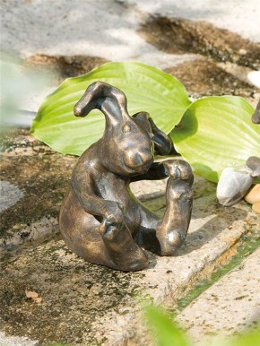 Bronzefigur Hase Kasper 14cm Gartenfigur Bronze Rottenecker Ostern Dekoration