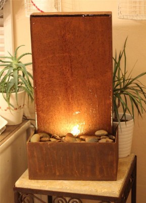 Zimmerbrunnen Cordon 60 | Cortenstahl Wasserwand Edelrost Design 