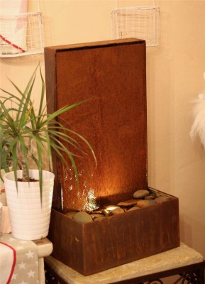 Zimmerbrunnen Cordon 60 | Cortenstahl Wasserwand Edelrost Design 