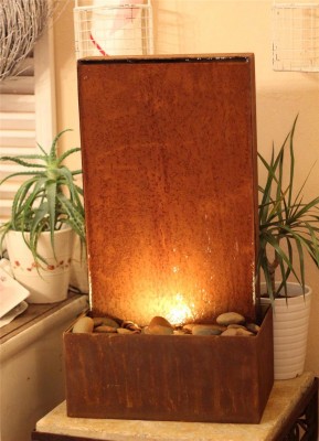 Zimmerbrunnen Cordon 60 | Cortenstahl Wasserwand Edelrost Design 