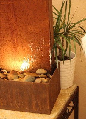 Zimmerbrunnen Cordon 60 | Cortenstahl Wasserwand Edelrost Design 