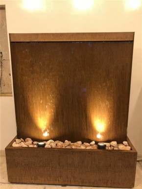 Zimmerbrunnen Cordon Wasserwand 130cm Cortenstahl Edelrost-Design