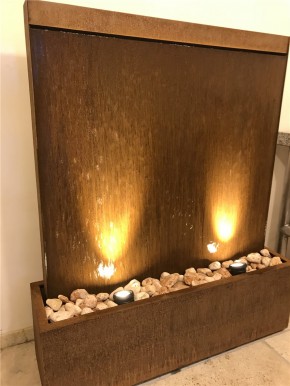 Zimmerbrunnen Cordon Wasserwand 130cm Cortenstahl Edelrost-Design