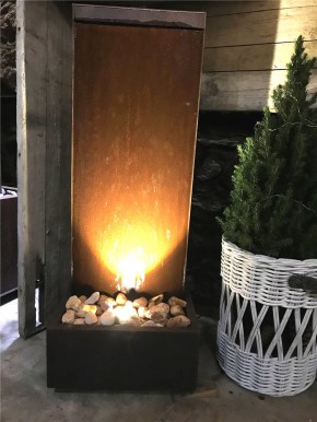 Zimmerbrunnen Cordon 90 Wasserwand Cortenstahl Edelrost Design 