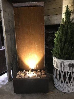 Zimmerbrunnen Cordon 90 Wasserwand Cortenstahl Edelrost Design 