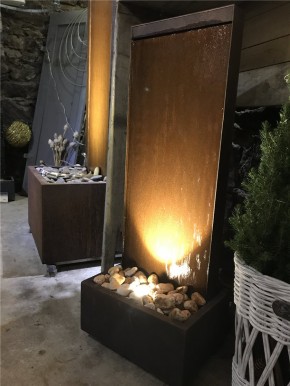 Zimmerbrunnen Cordon 90 Wasserwand Cortenstahl Edelrost Design 