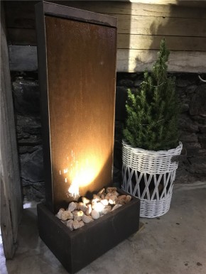 Zimmerbrunnen Cordon 90 Wasserwand Cortenstahl Edelrost Design 