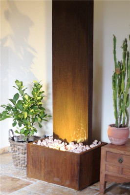 Zimmerbrunnen Cordon 180 Wasserwand Cortenstahl Edelrost-Design